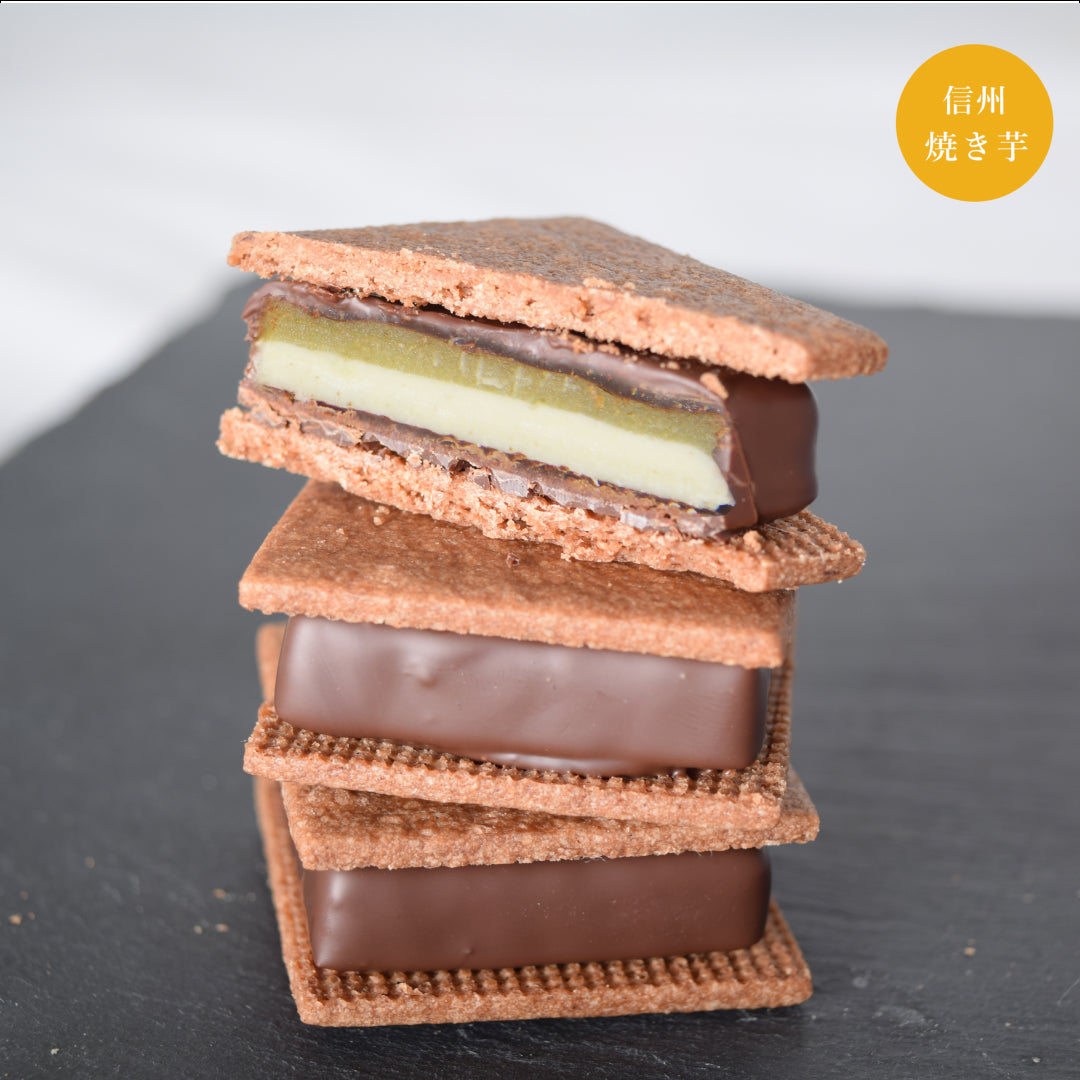 【送料無料】 【秋の味覚12個セット】GAKUチョコレートサンド8個（リッチカカオ・ミルク・信州くるみ・信州りんご・ラムレーズン・信州三年味噌キャラメル・信州焼き芋・栗）＋ティグレ 4個（チョコ・ミルク 各2個）
