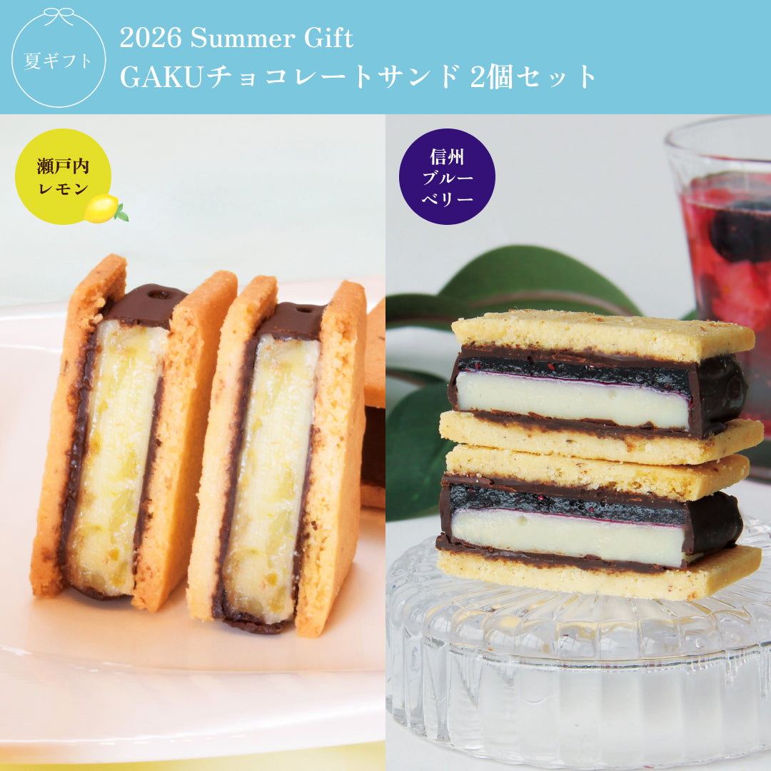 【SummerGift 2026】GAKUチョコレートサンド2個セット（瀬戸内レモン・信州ブルーベリー）